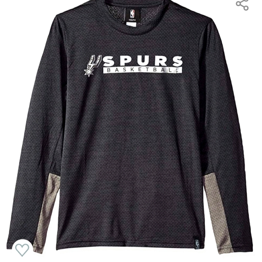 San Antonio Spurs Black Logo Long Sleeved Covert Performance Shirt Size 8